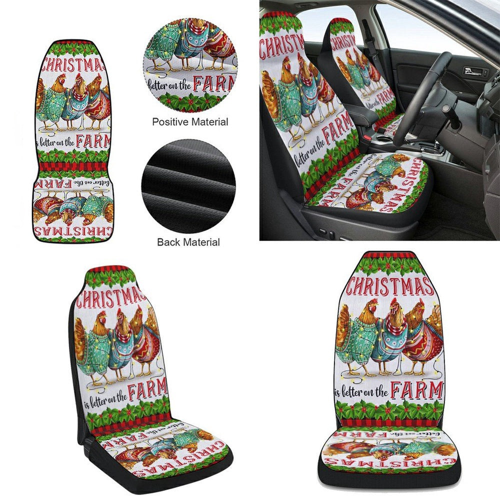 Chickens Christmas Is Better On The Farm Cars Seat Cover, Christmas Car Seat Covers, Car Decor Gift