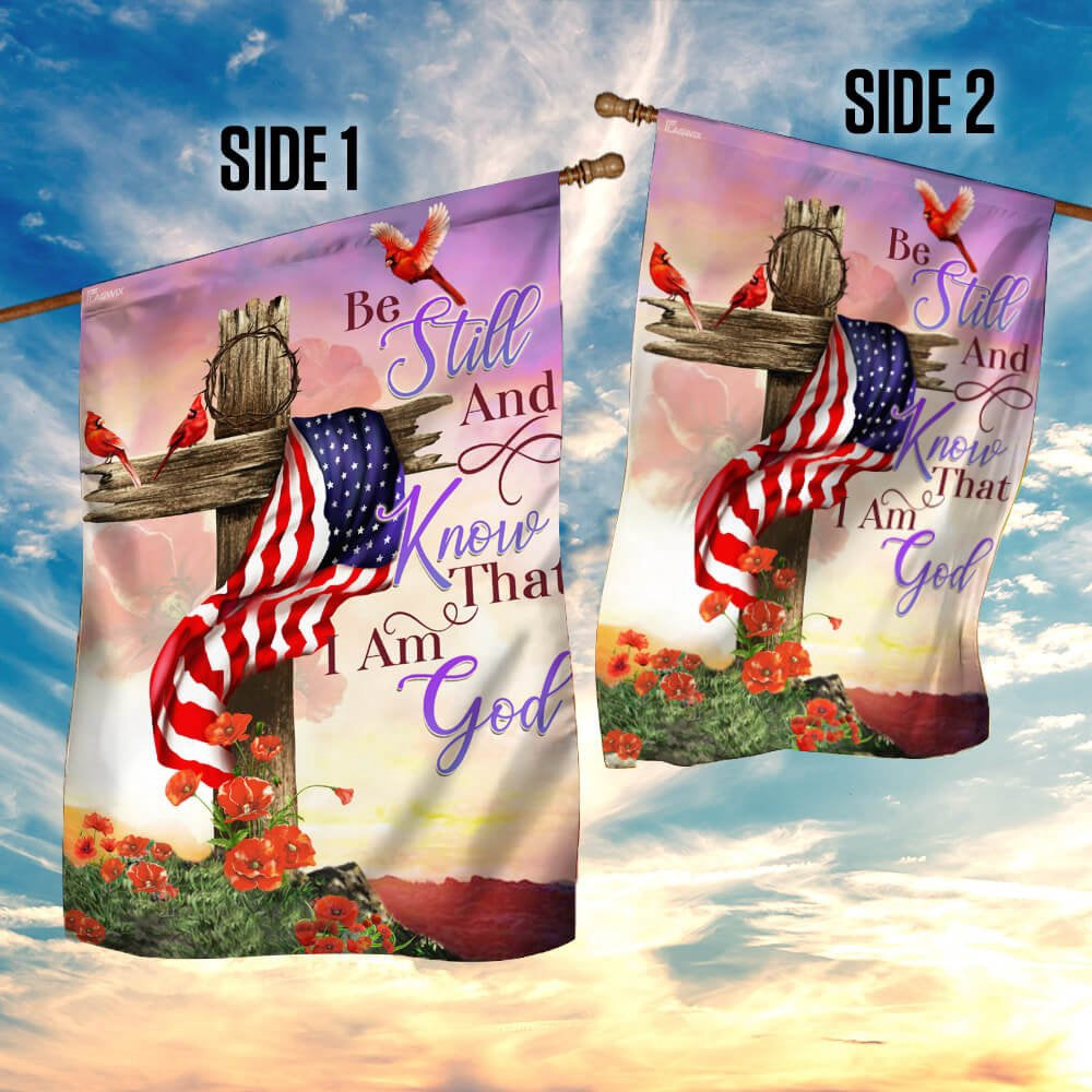 Christian Garden Flags, Christian Cross Be Still And Know That I Am God Flag, Christian House Flags, Christian Cross Flag, Faith Flag