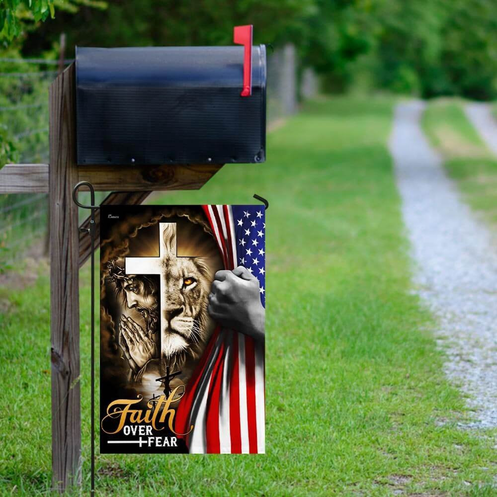 Christian Garden Flags, Faith Over Fear Jesus Christian American Flag, Christian House Flags, Christian Cross Flag, Faith Flag