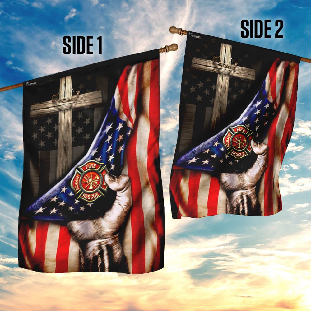 Christian Garden Flags, Firefighter Christian Cross Flag, Christian House Flags, Christian Cross Flag, Faith Flag