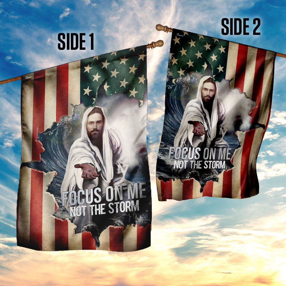 Christian Garden Flags, Focus On Me, Not The Storm Flag, Christian House Flags, Christian Cross Flag, Faith Flag