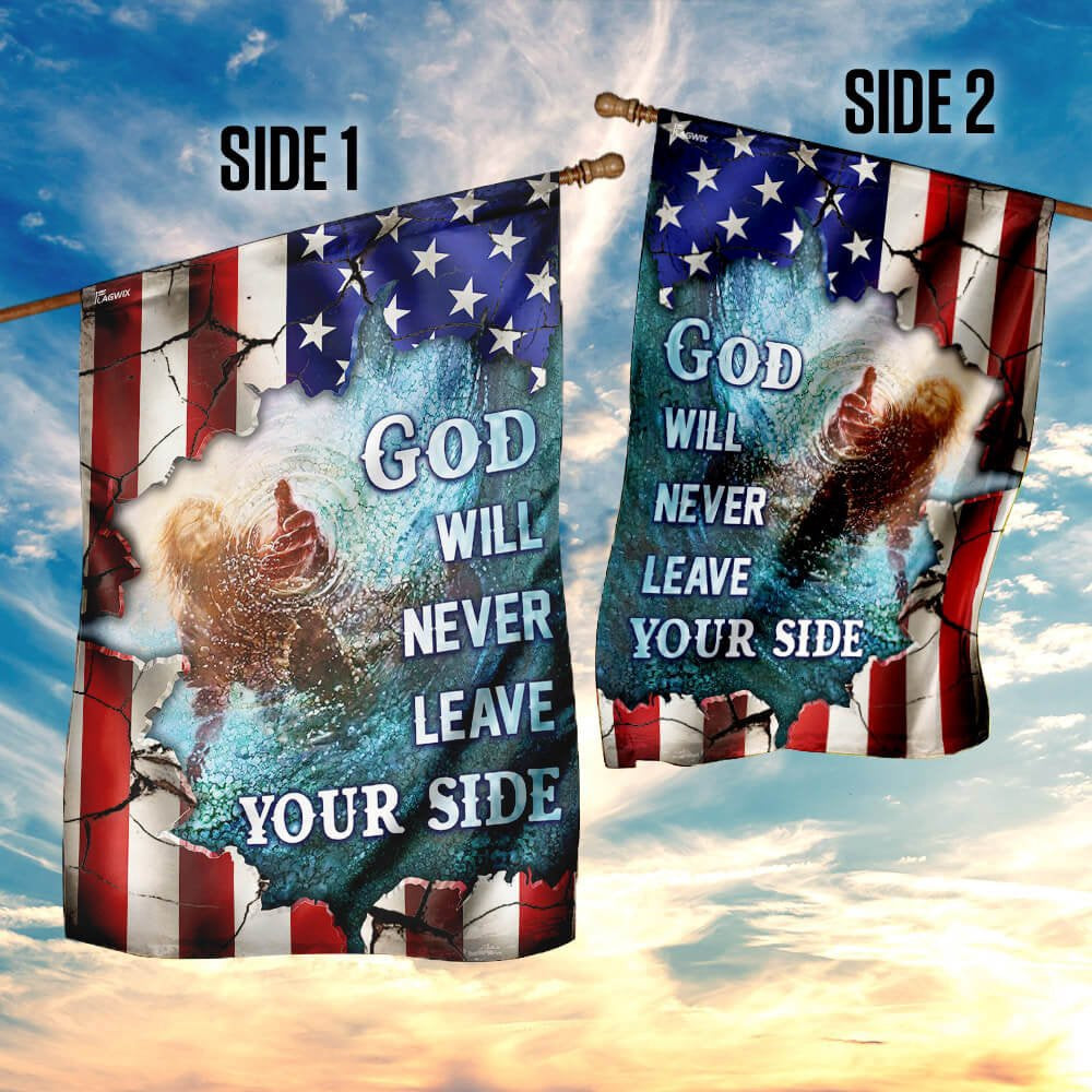 Christian Garden Flags, God Will Never Leave Your Side American US Flag, Christian House Flags, Christian Cross Flag, Faith Flag