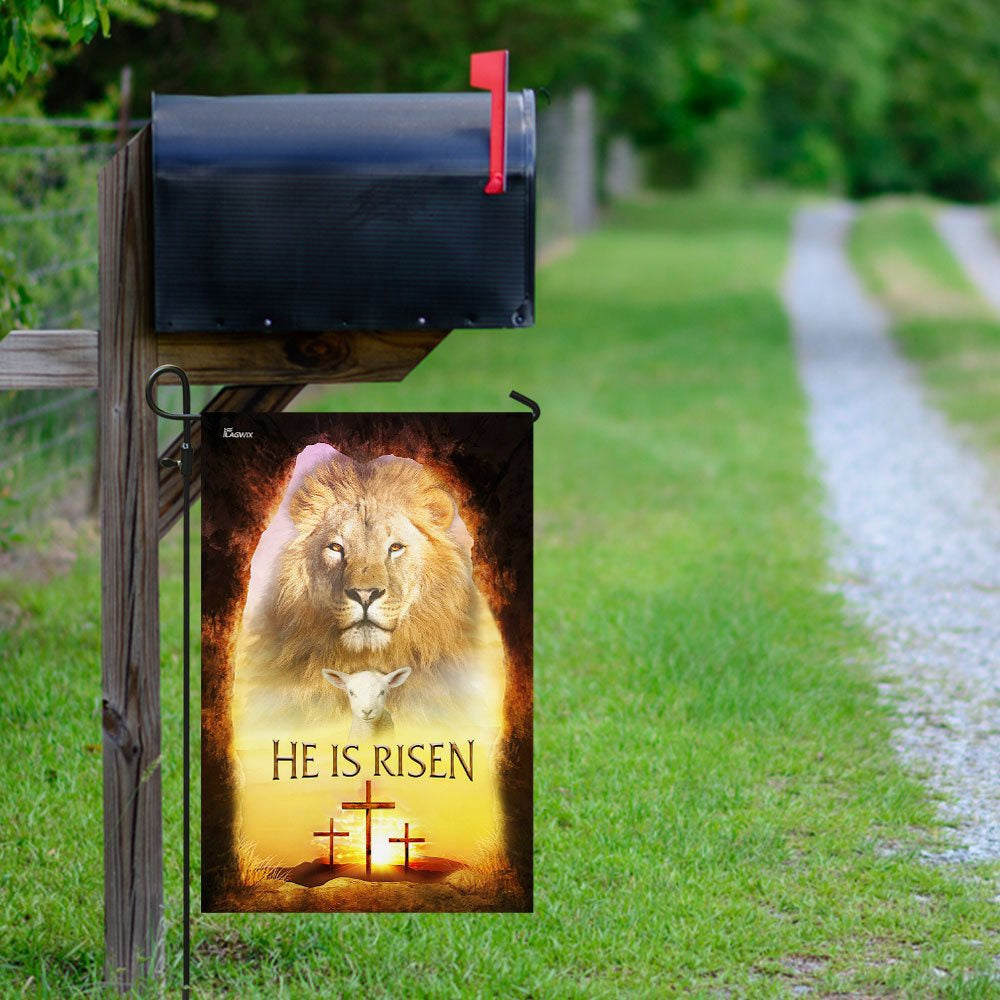 Christian Garden Flags, He is risen, Lion And Lamb Easter Flag, Christian House Flags, Christian Cross Flag, Faith Flag