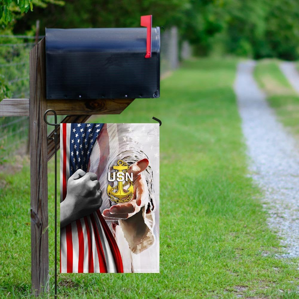 Christian Garden Flags, Jesus - United States Navy Flag, Christian House Flags, Christian Cross Flag, Faith Flag