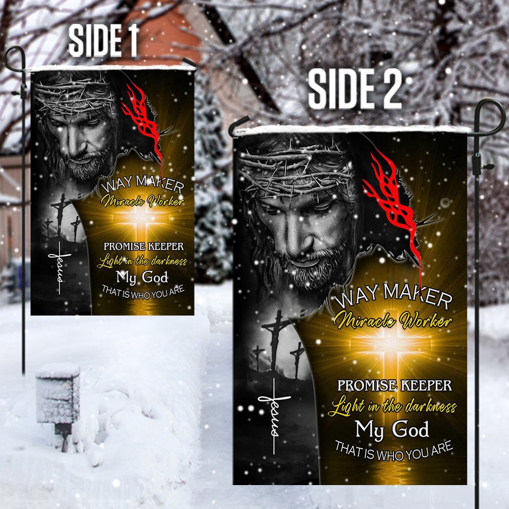 Christian Garden Flags, Jesus Christ - Way Maker Miracle Worker Promise Keeper Flag, Christian House Flags, Christian Cross Flag, Faith Flag