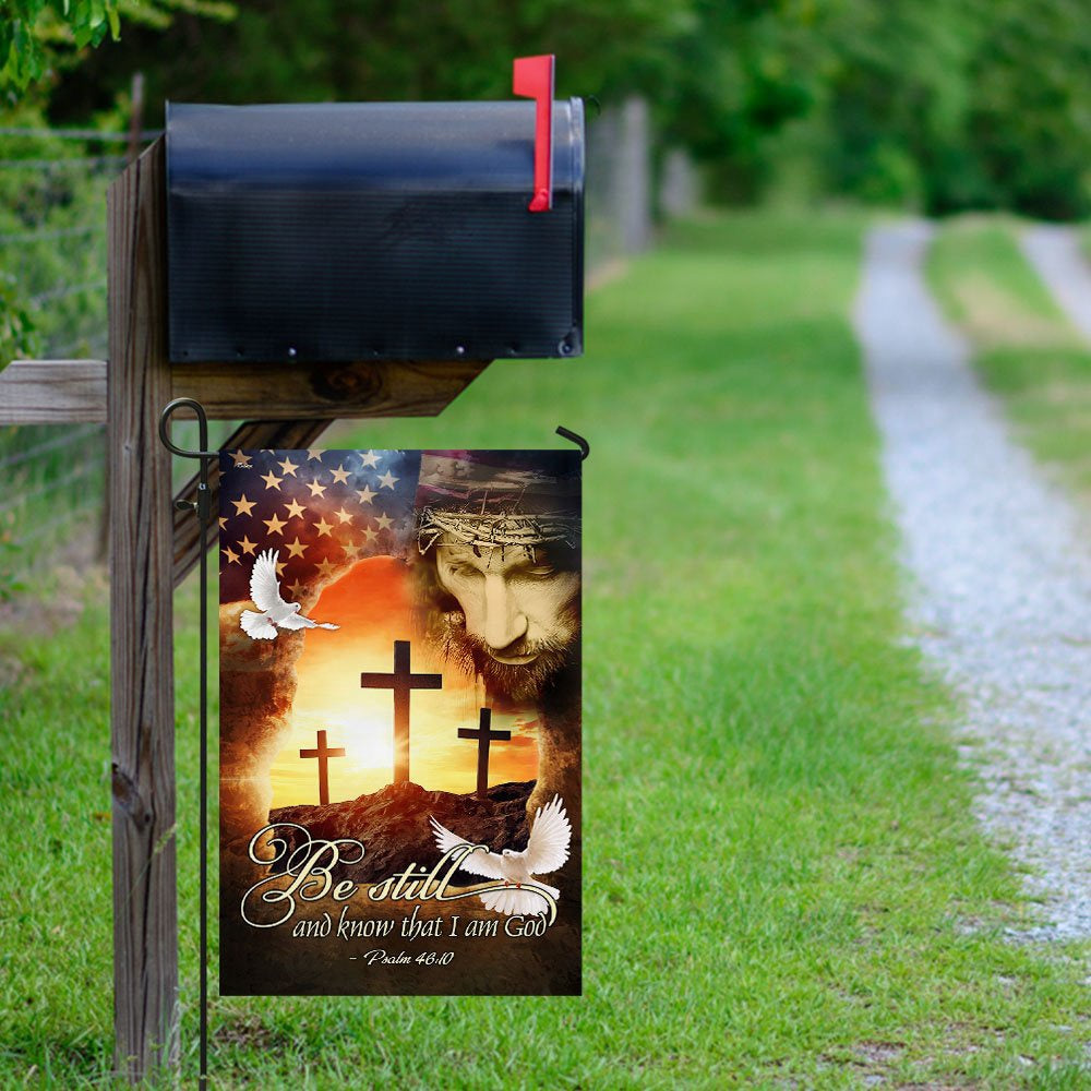 Christian Garden Flags, Jesus Christ Be Still & Know That I Am God Flag, Christian House Flags, Christian Cross Flag, Faith Flag