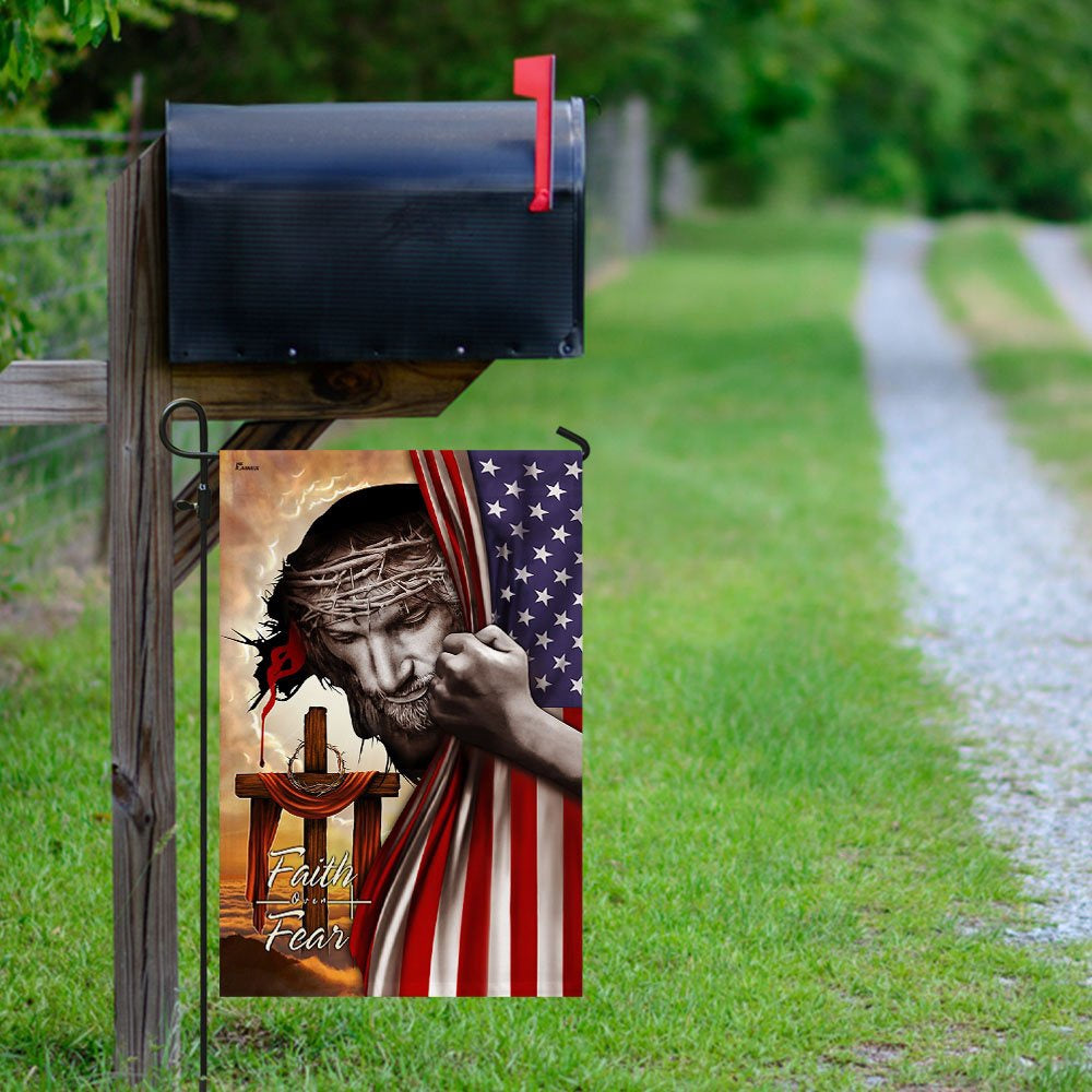 Christian Garden Flags, Jesus Cross Christian Faith Over Fear Flag, Christian House Flags, Christian Cross Flag, Faith Flag