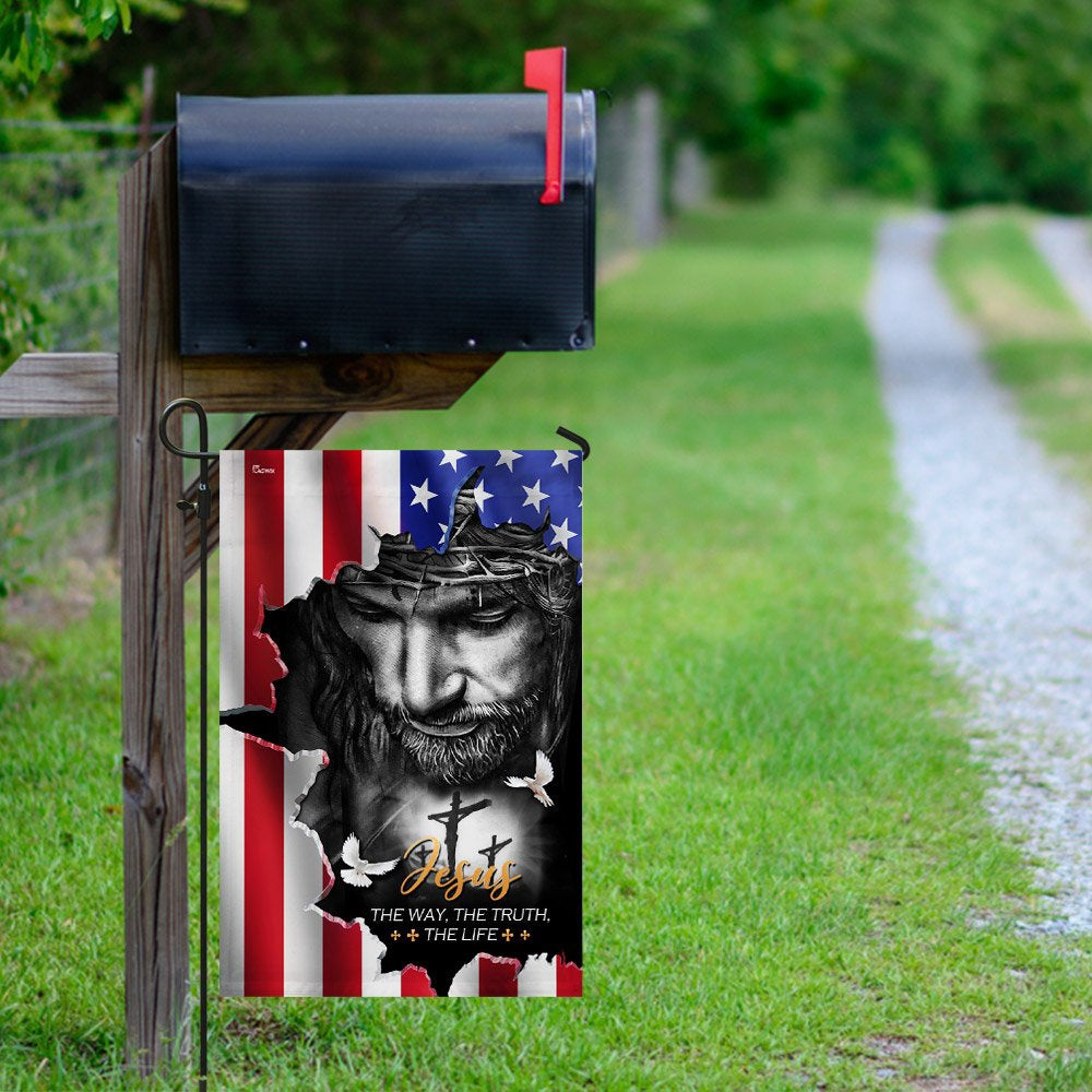 Christian Garden Flags, Jesus The Way The Truth The Life American Flag, Christian House Flags, Christian Cross Flag, Faith Flag