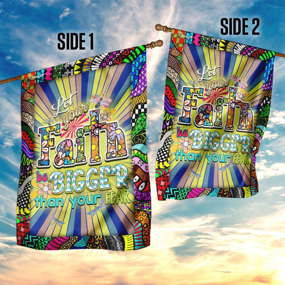 Christian Garden Flags, Let Your Faith Be Bigger Than Your Fear Flag, Christian House Flags, Christian Cross Flag, Faith Flag