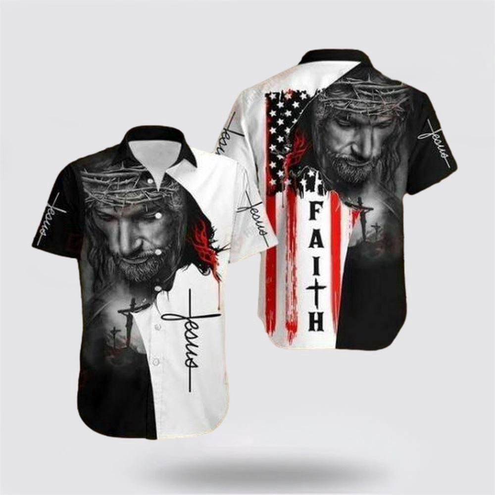 Christian Hawaiian Shirt, American Flags God Jesus Christian Cross Faith Gift Easter Day Hawaiian Shirt, Christian Aloha Shirt