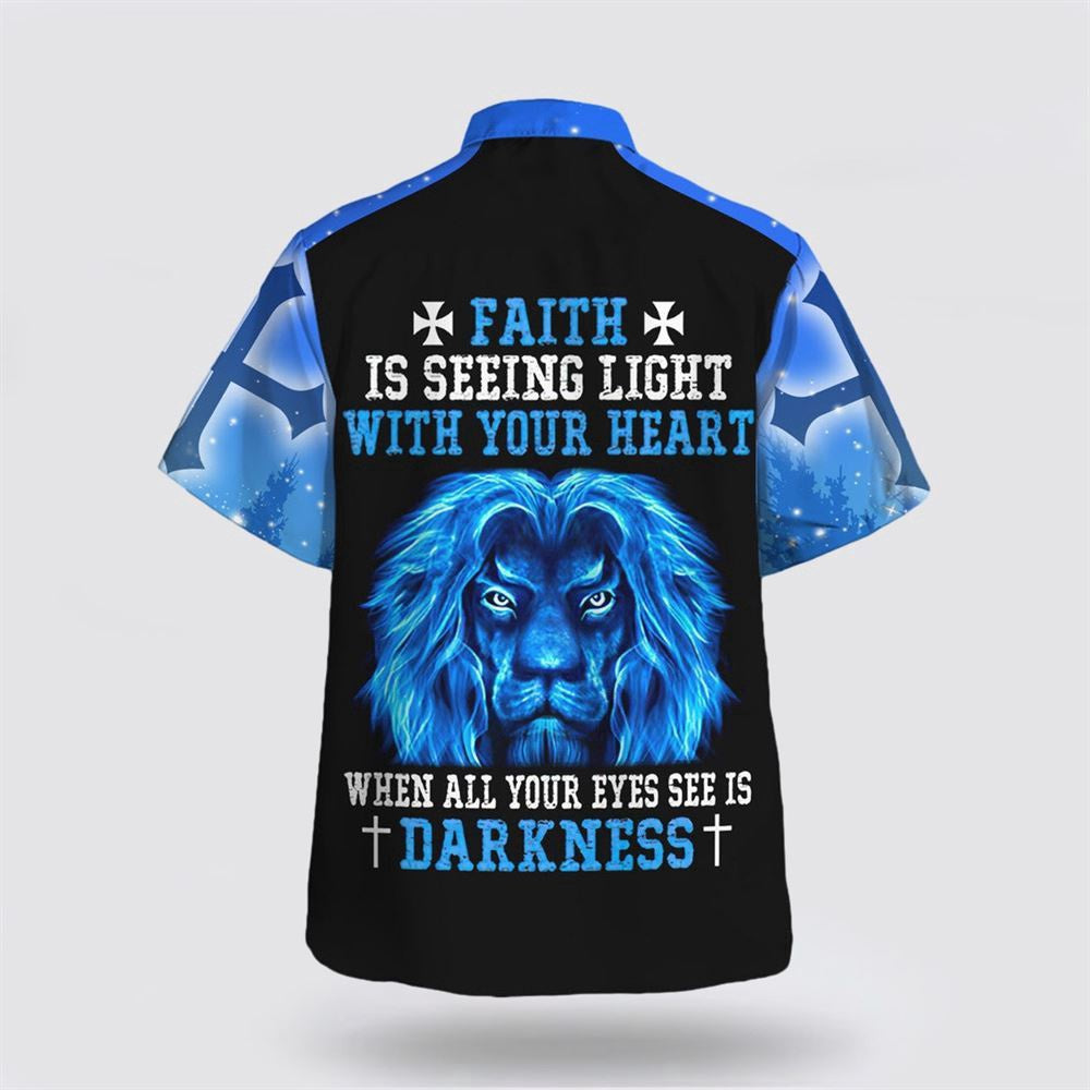 Christian Hawaiian Shirt, Faith Is Seeing Light Lion Hawaiian Shirt, Christian Aloha Shirt