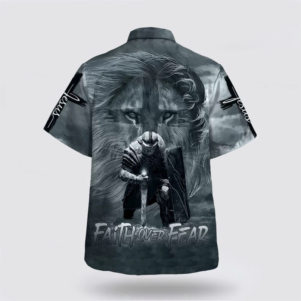 Christian Hawaiian Shirt, Faith Over Fear Jesus Hawaiian Shirt, Christian Aloha Shirt