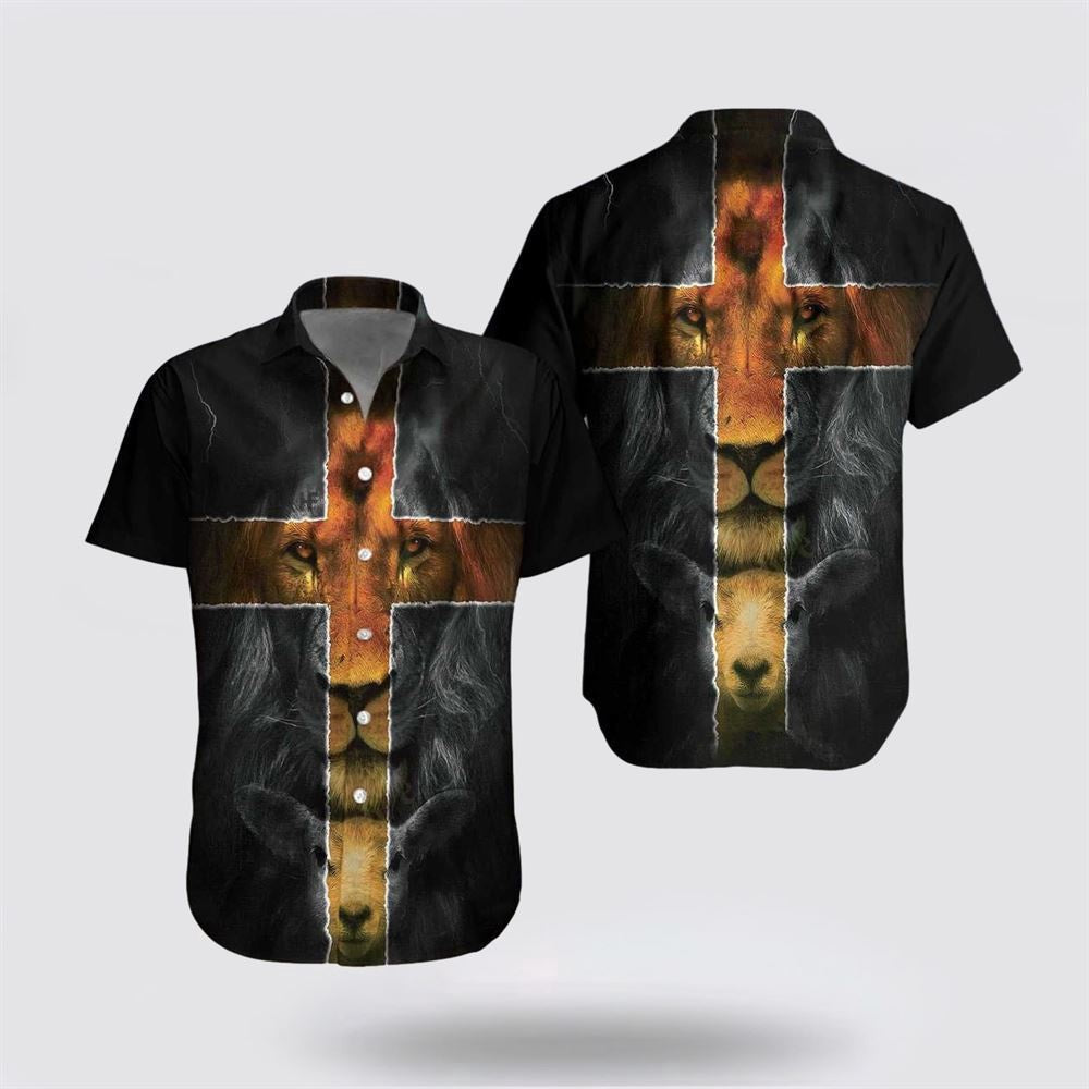 Christian Hawaiian Shirt, Jesus Amazing Lion And Lamb Hawaiian Shirt, Christian Aloha Shirt