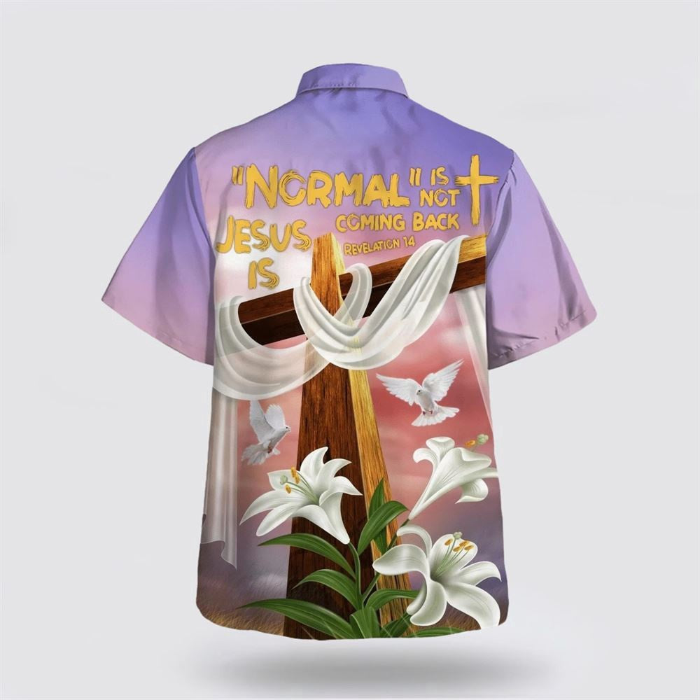 Christian Hawaiian Shirt, Jesus Cross Easter Lilies Flowers Hawaiian Shirt, Christian Aloha Shirt
