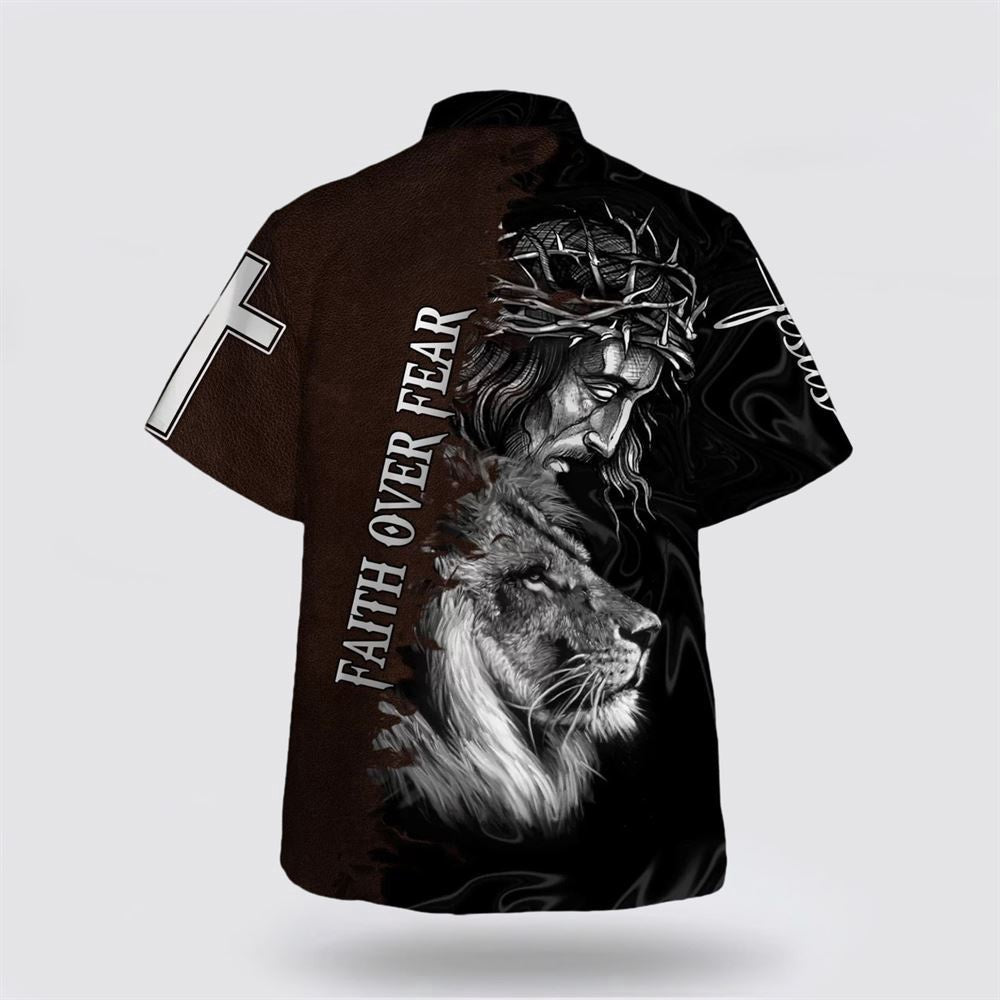 Christian Hawaiian Shirt, Jesus Faith Over Fear Hawaiian Shirt, Christian Aloha Shirt
