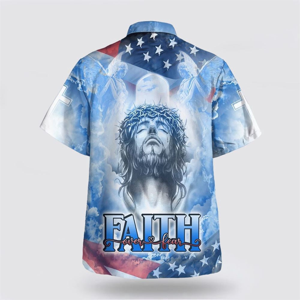 Christian Hawaiian Shirt, Jesus Faith Over Fear Hawaiian Shirts For Men, Christian Aloha Shirt