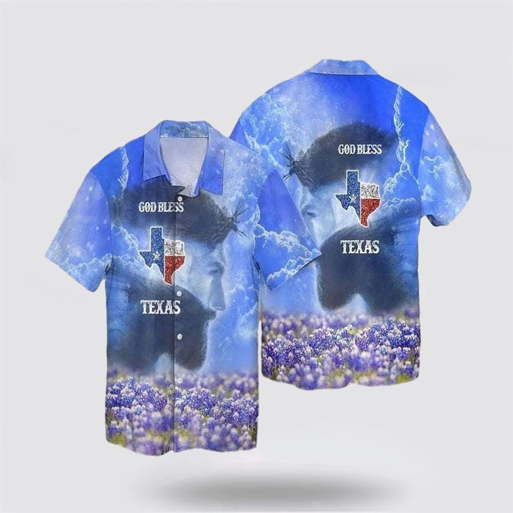 Christian Hawaiian Shirt, Jesus God Bless Texas Christian USA Faith Hawaiian Shirt, Christian Aloha Shirt