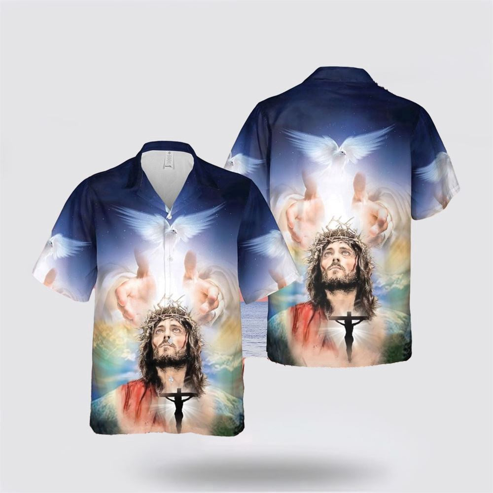 Christian Hawaiian Shirt, Jesus Hand Of God Dove Hawaiian Shirt, Christian Aloha Shirt