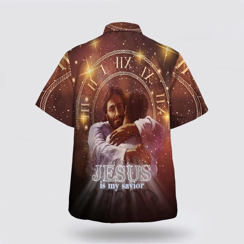 Christian Hawaiian Shirt, Jesus Is My Savior Hawaiian Shirt, Man Hugging Jesus Hawaiian Shirts, Christian Aloha Shirt