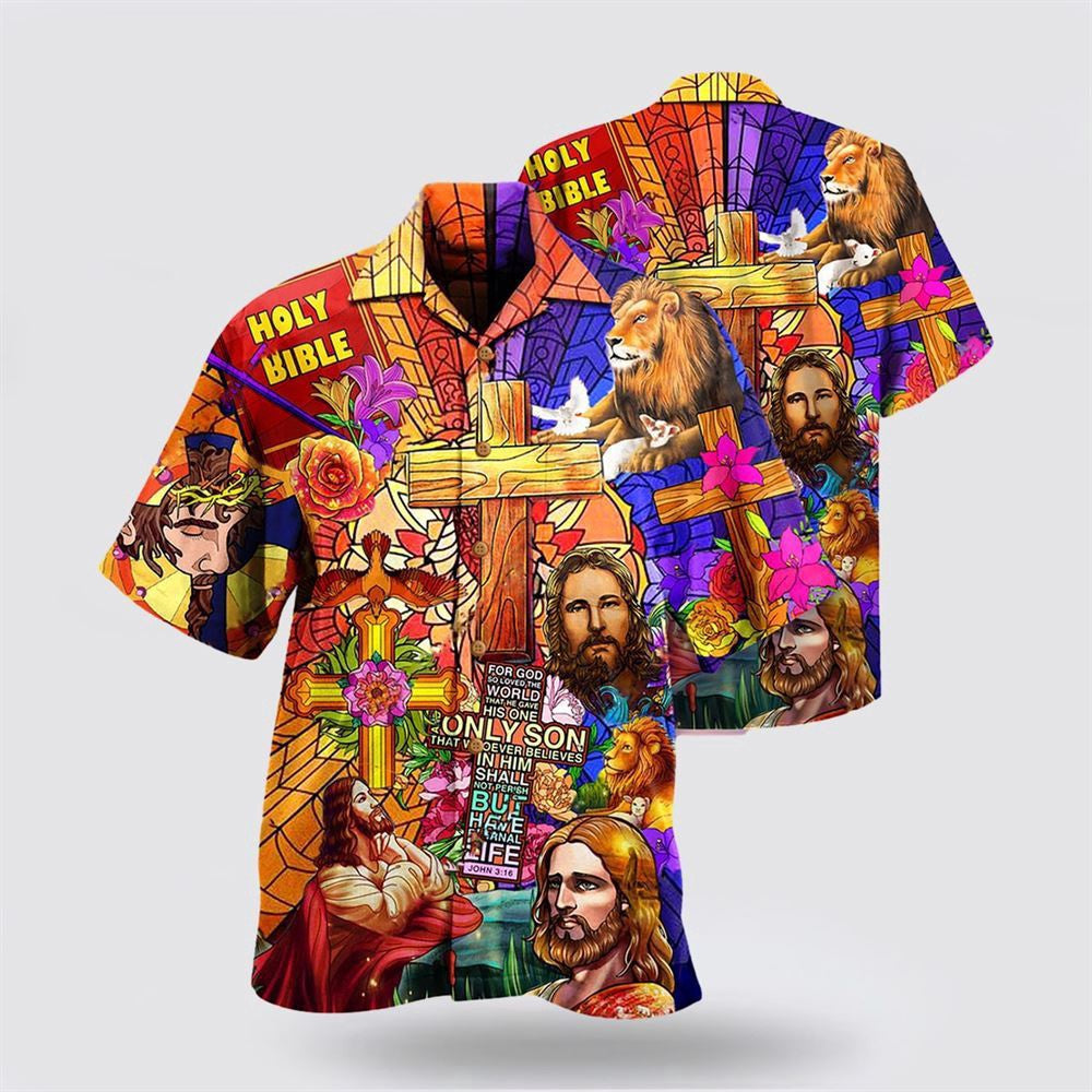 Christian Hawaiian Shirt, Jesus Lion And Flowers Cool Hawaiian Shirts, Christian Aloha Shirt