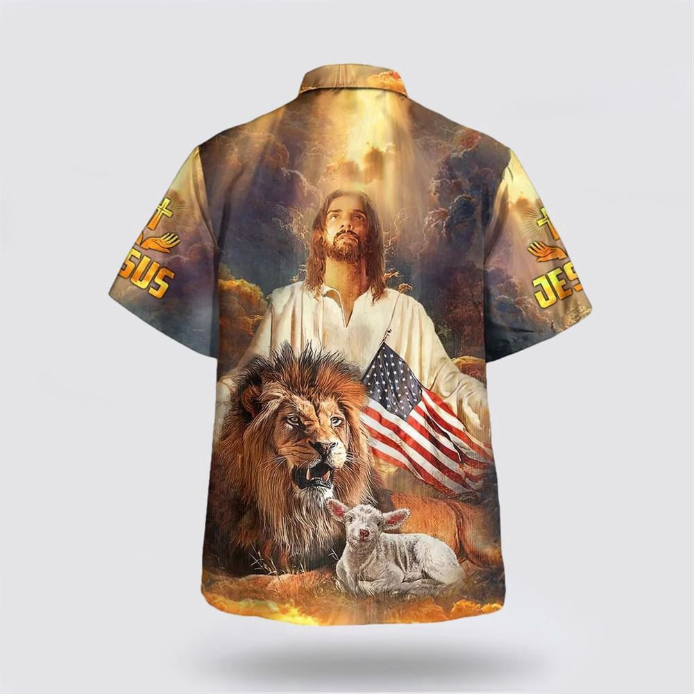 Christian Hawaiian Shirt, Jesus Lion And The Lamb Hawaiian Shirts, Christian Aloha Shirt
