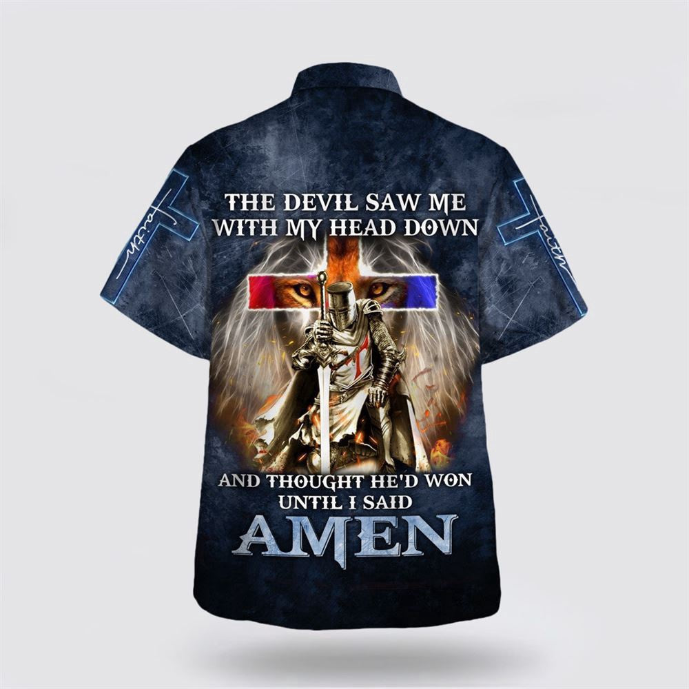 Christian Hawaiian Shirt, Knight Templar The Devil Saw Me With My Head Down Lion Hawaiian Shirt, Christian Aloha Shirt
