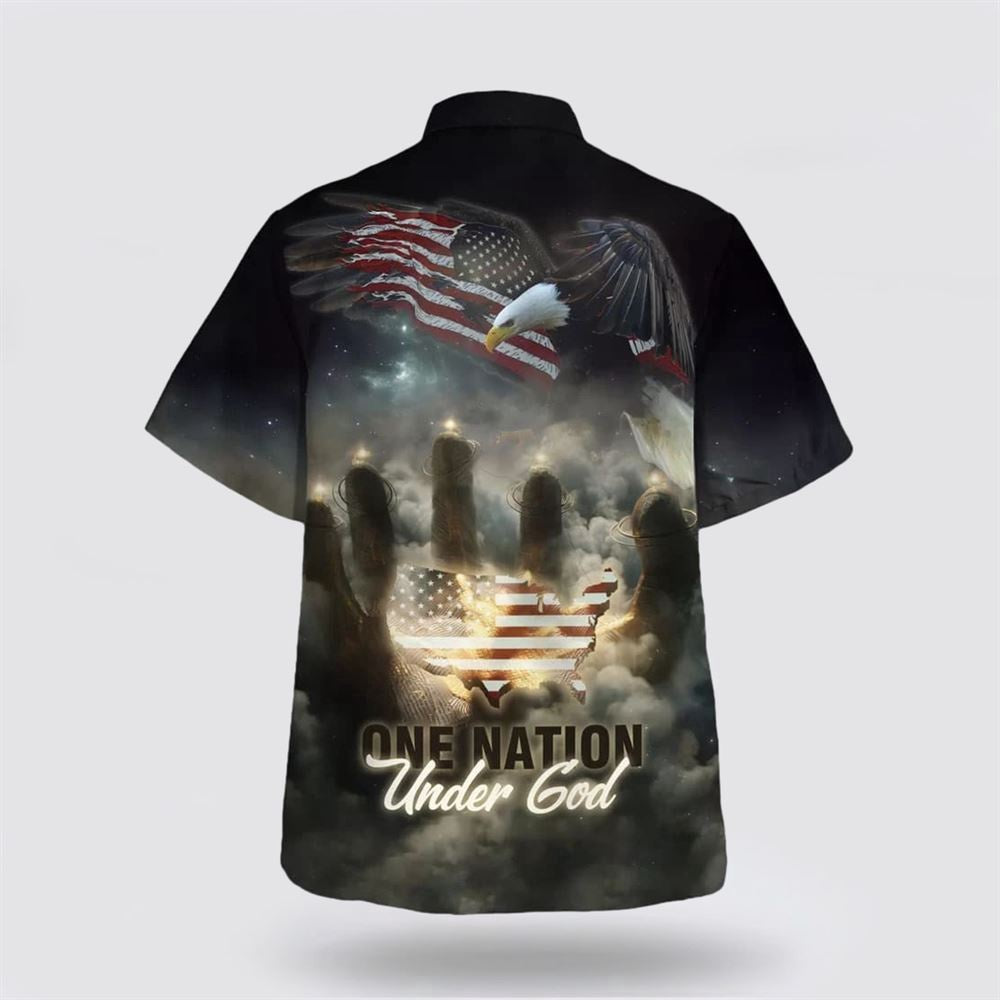 Christian Hawaiian Shirt, One Nation Under God American Flag With Jesus Cross Tee For Freedom Day Hawaiian Shirt, Christian Aloha Shirt