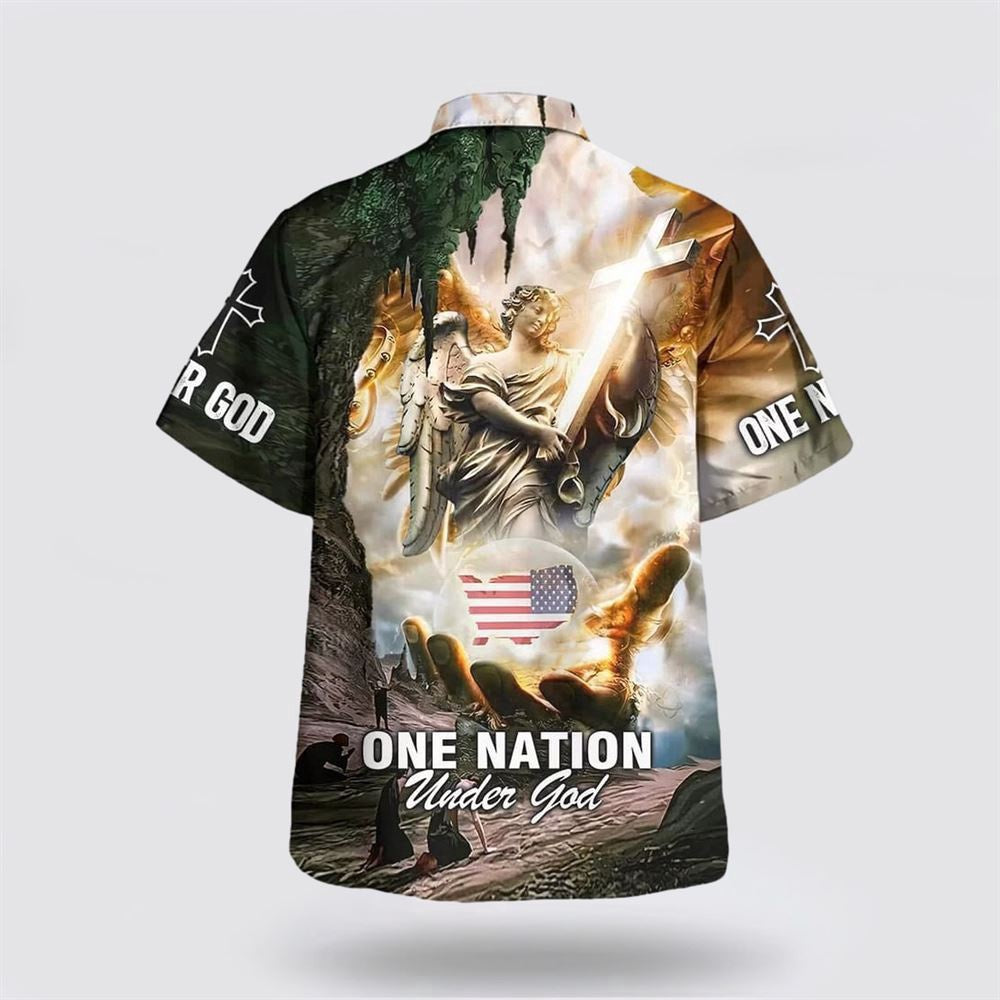Christian Hawaiian Shirt, One Nation Under God Christian Hawaiian Shirts, Christian Aloha Shirt