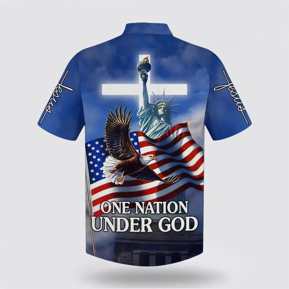 Christian Hawaiian Shirt, One Nation Under God Hawaiian Shirts, Christian Aloha Shirt