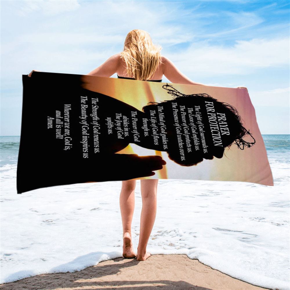 Christian Prayer For Protection Beach Towel - Bible Verse Beach Towel - Scripture Beach Towel