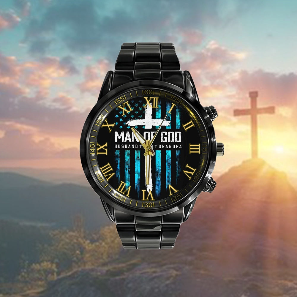 Christian Watch, Man Of God Husband Dad Grandpa Watch - Scripture Watch - Bible Verse Watch