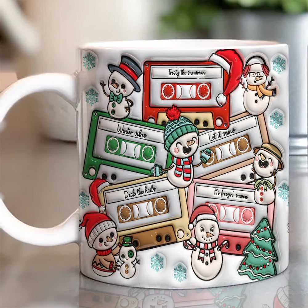Christmas 3D Mug, 3D Christmas Movies Junkie Inflated Mug, 3D, Santa Mug, Gift For Christmas