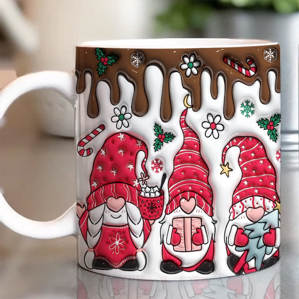 Christmas 3D Mug, 3D Gnomes Christmas Inflated Mug, 3D, Santa Mug, Gift For Christmas