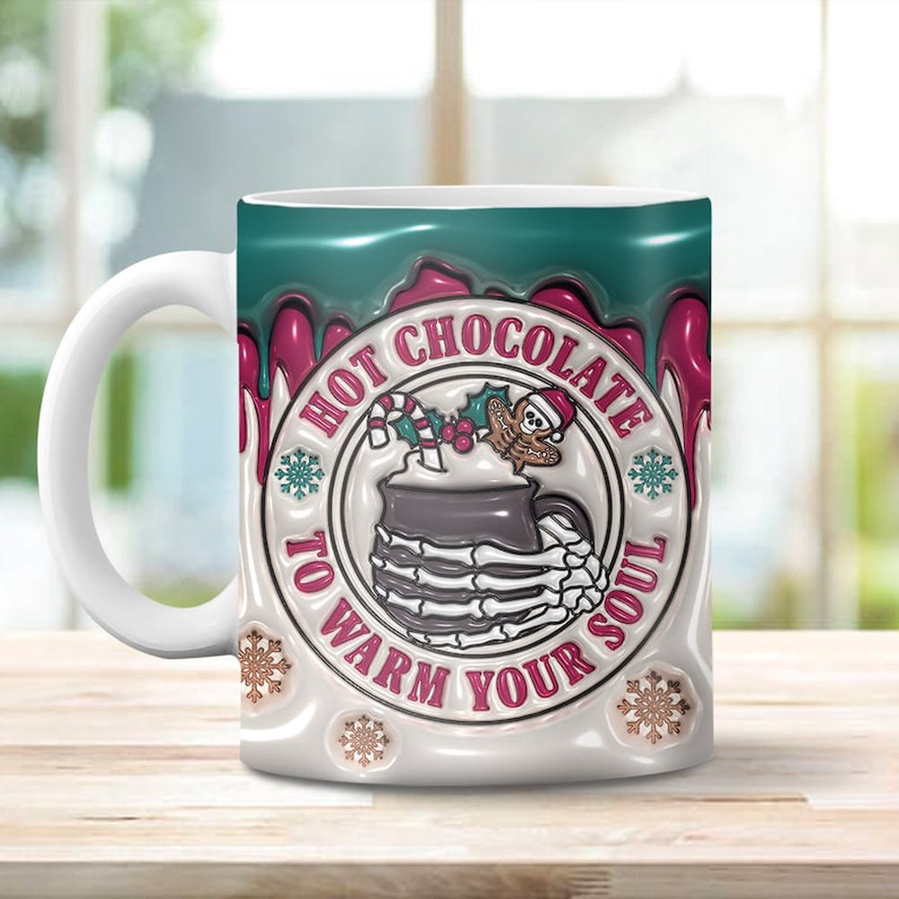 Christmas 3D Mug, 3D Hot Chocolate To Warm Your Soul Inflated Mug, 3D, Santa Mug, Gift For Christmas