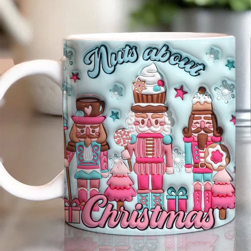 Christmas 3D Mug, 3D Nuts About Christmas Inflated Mug, 3D, Santa Mug, Gift For Christmas