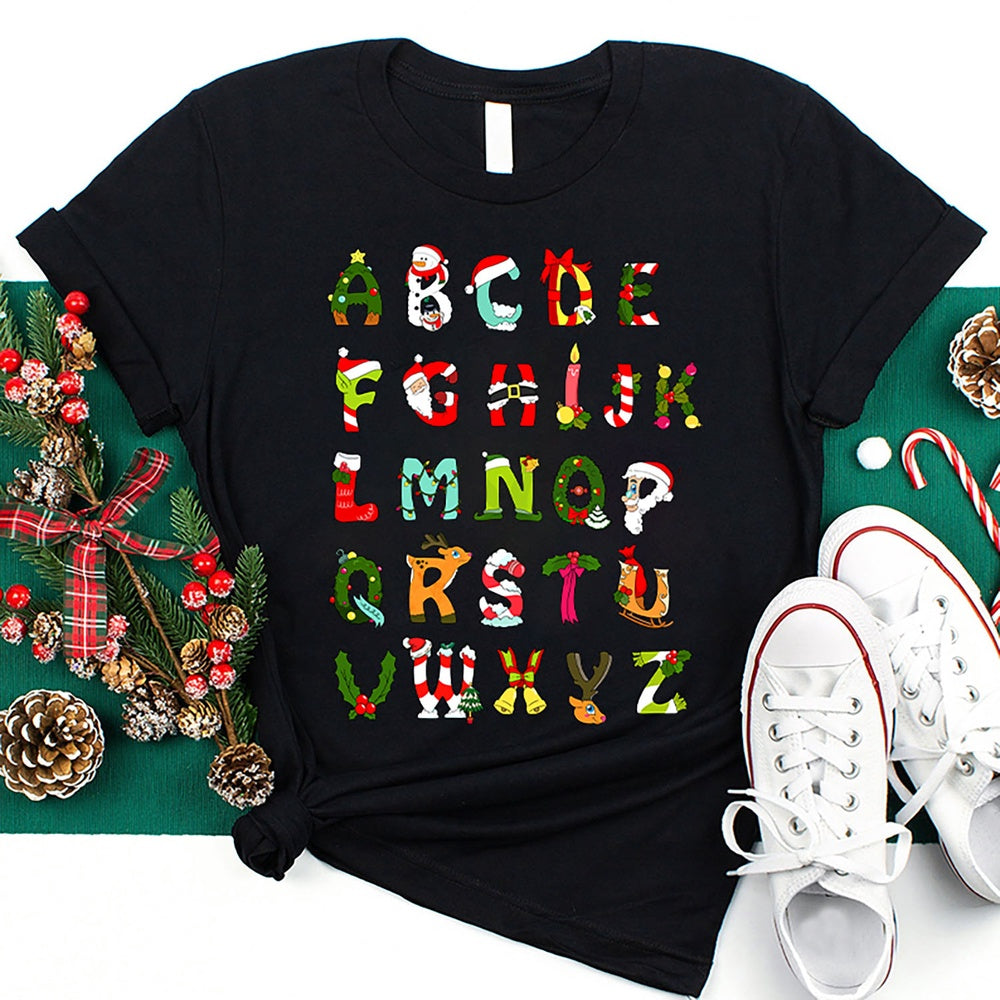 Christmas Alphabet All The Cute Things In Christmas T Shirt, Merry T Shirt, Unisex Christmas Shirts