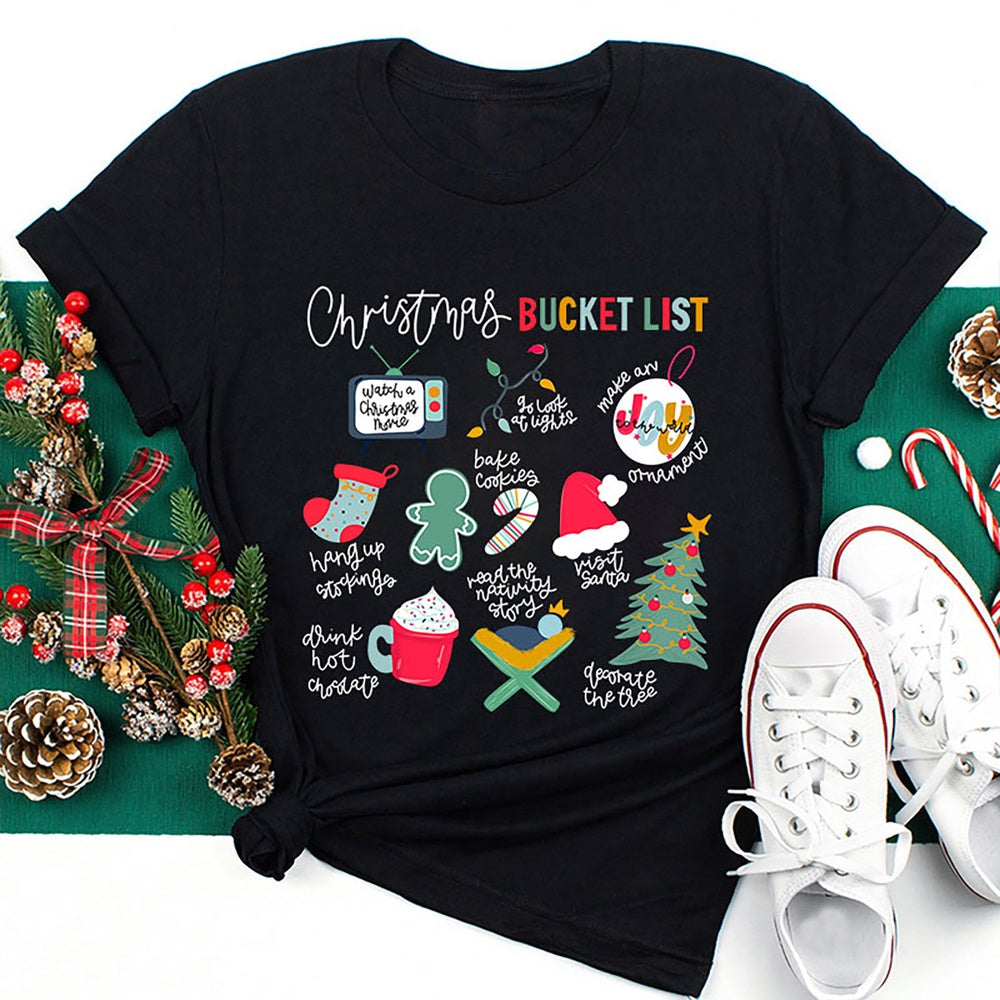 Christmas Bucket List T Shirt, Merry T Shirt, Unisex Christmas Shirts