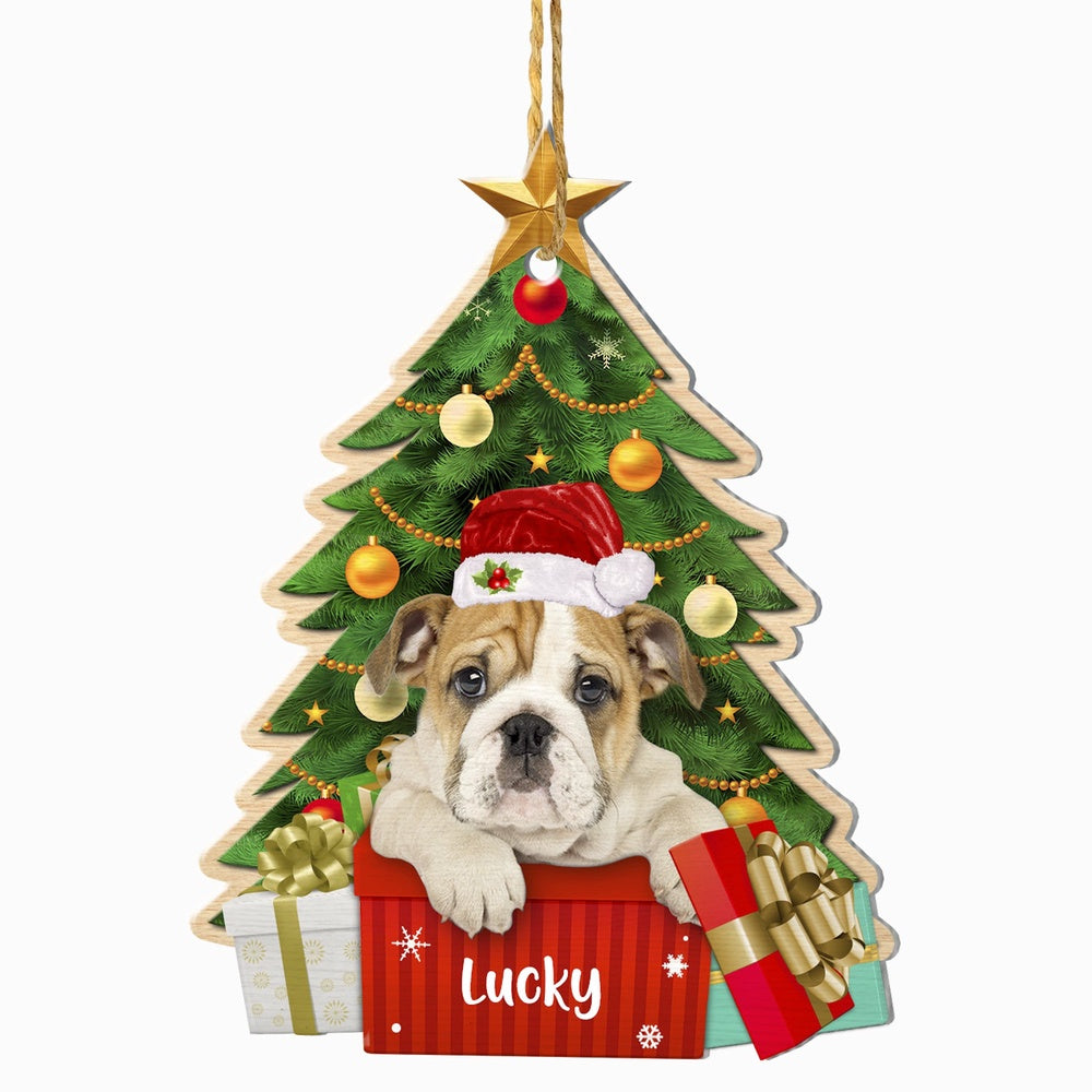 Christmas Dog Ornament, Personalized Bulldog Christmas Tree Ornament, New Dog Christmas Ornament