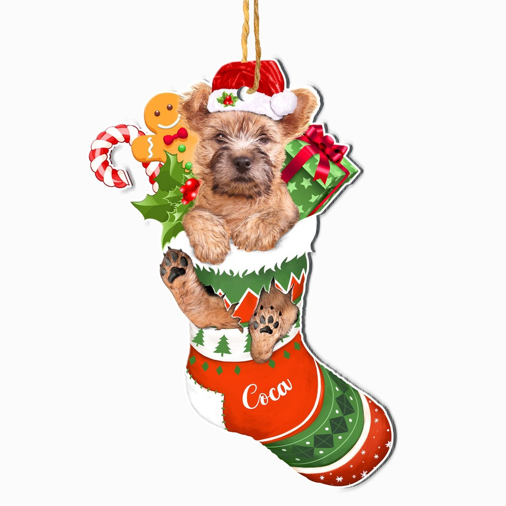 Christmas Dog Ornament, Personalized Cairn Terrier In Christmas Stocking Ornament, New Dog Christmas Ornament