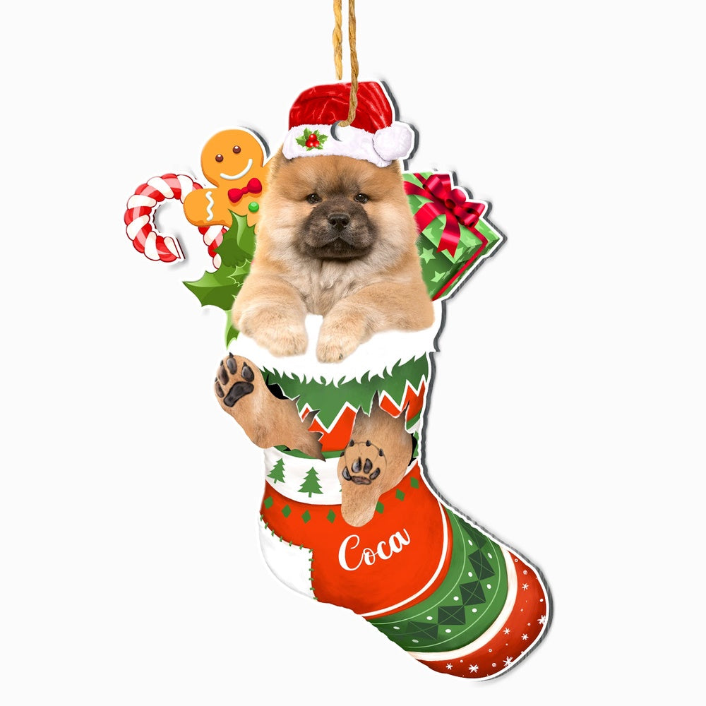 Christmas Dog Ornament, Personalized Chow Chow In Christmas Stocking Ornament, New Dog Christmas Ornament