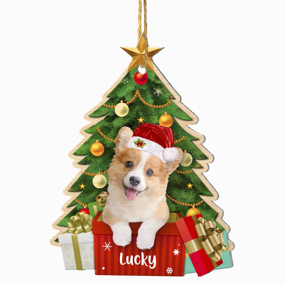 Christmas Dog Ornament, Personalized Cute Corgi Christmas Tree Ornament, New Dog Christmas Ornament