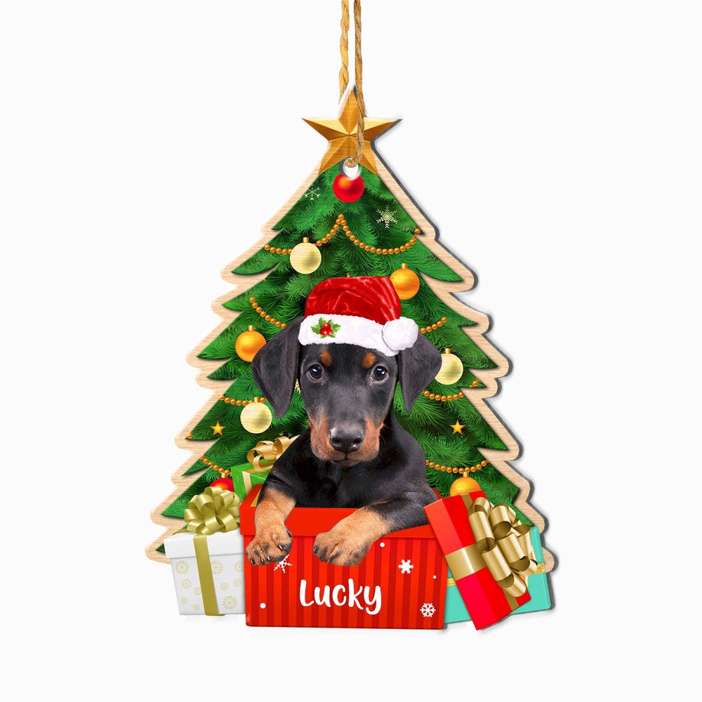 Christmas Dog Ornament, Personalized Doberman Pinscher Christmas Tree Ornament, New Dog Christmas Ornament