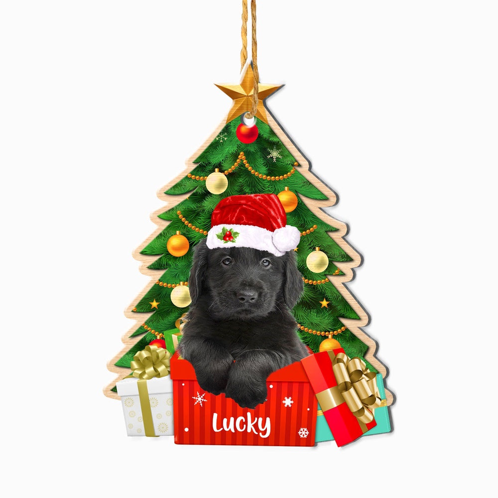 Christmas Dog Ornament, Personalized Flat Coated Retriever Christmas Tree Ornament, New Dog Christmas Ornament