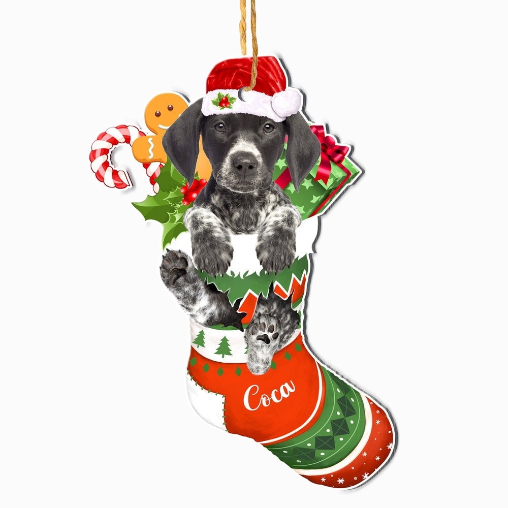 Christmas Dog Ornament, Personalized German Shorthaired Pointer In Christmas Stocking Ornament, New Dog Christmas Ornament