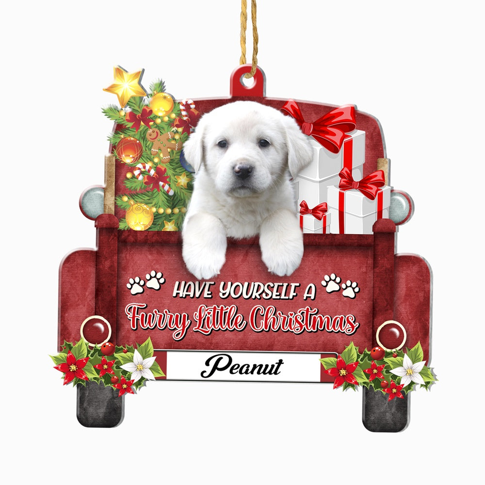 Christmas Dog Ornament, Personalized Great Pyrenees Red Truck Christmas Ornament, New Dog Christmas Ornament