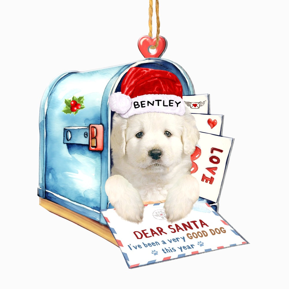 Christmas Dog Ornament, Personalized Kuvasz In Mailbox Christmas Ornament, New Dog Christmas Ornament