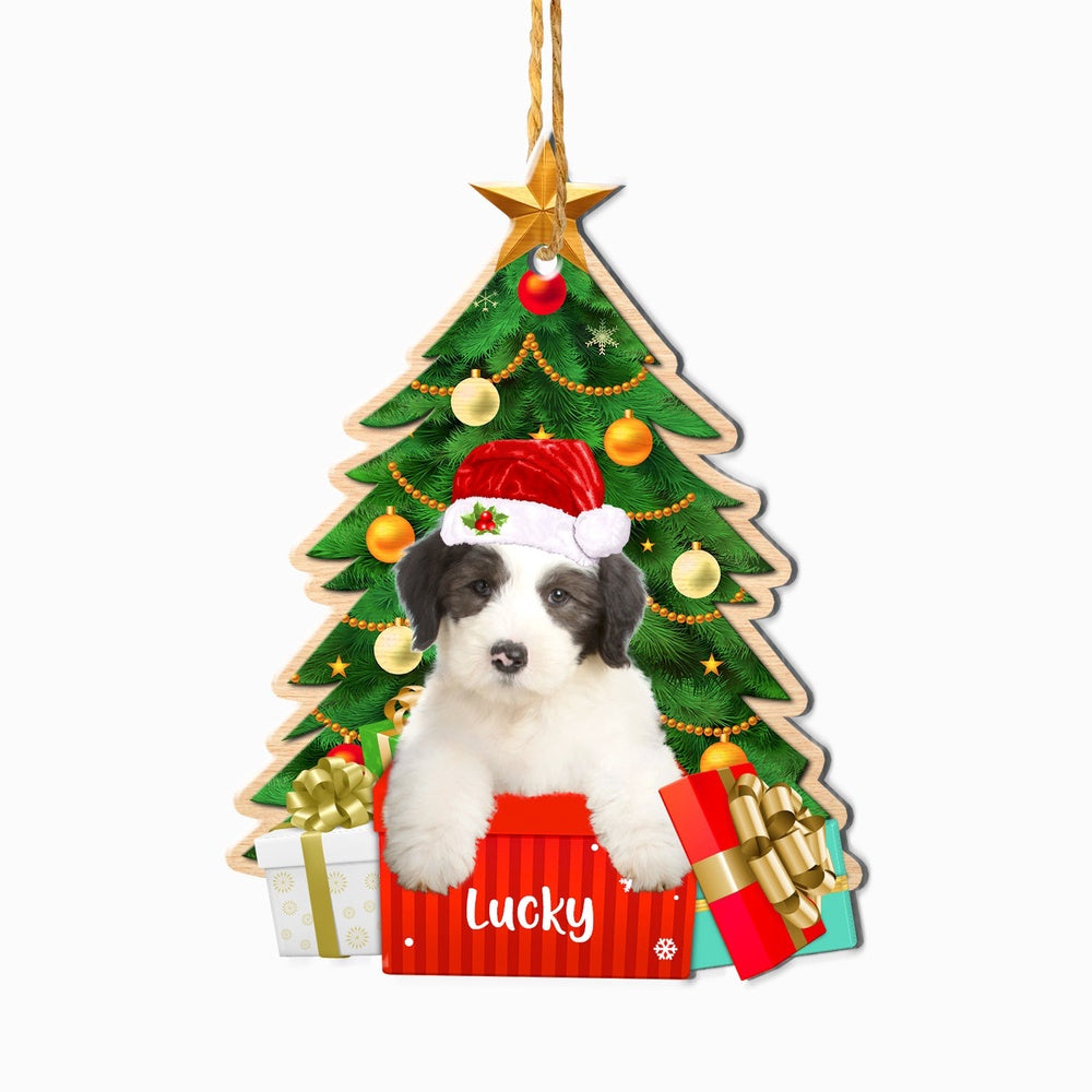 Christmas Dog Ornament, Personalized Old English Sheepdog Christmas Tree Ornament, New Dog Christmas Ornament