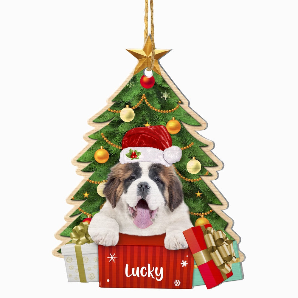 Christmas Dog Ornament, Personalized Saint Bernard Christmas Tree Ornament, New Dog Christmas Ornament
