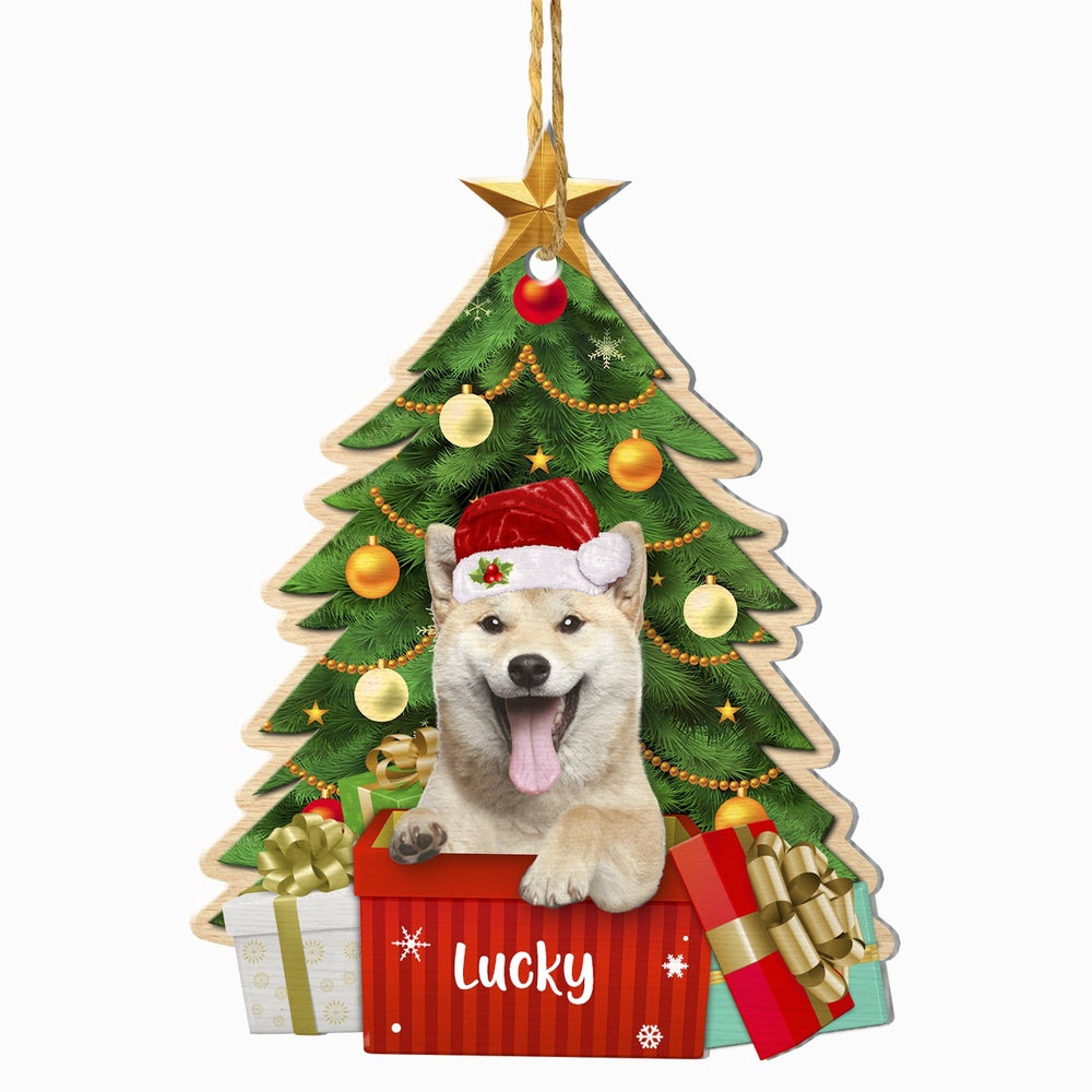 Christmas Dog Ornament, Personalized Shiba Inu Christmas Tree Ornament, New Dog Christmas Ornament