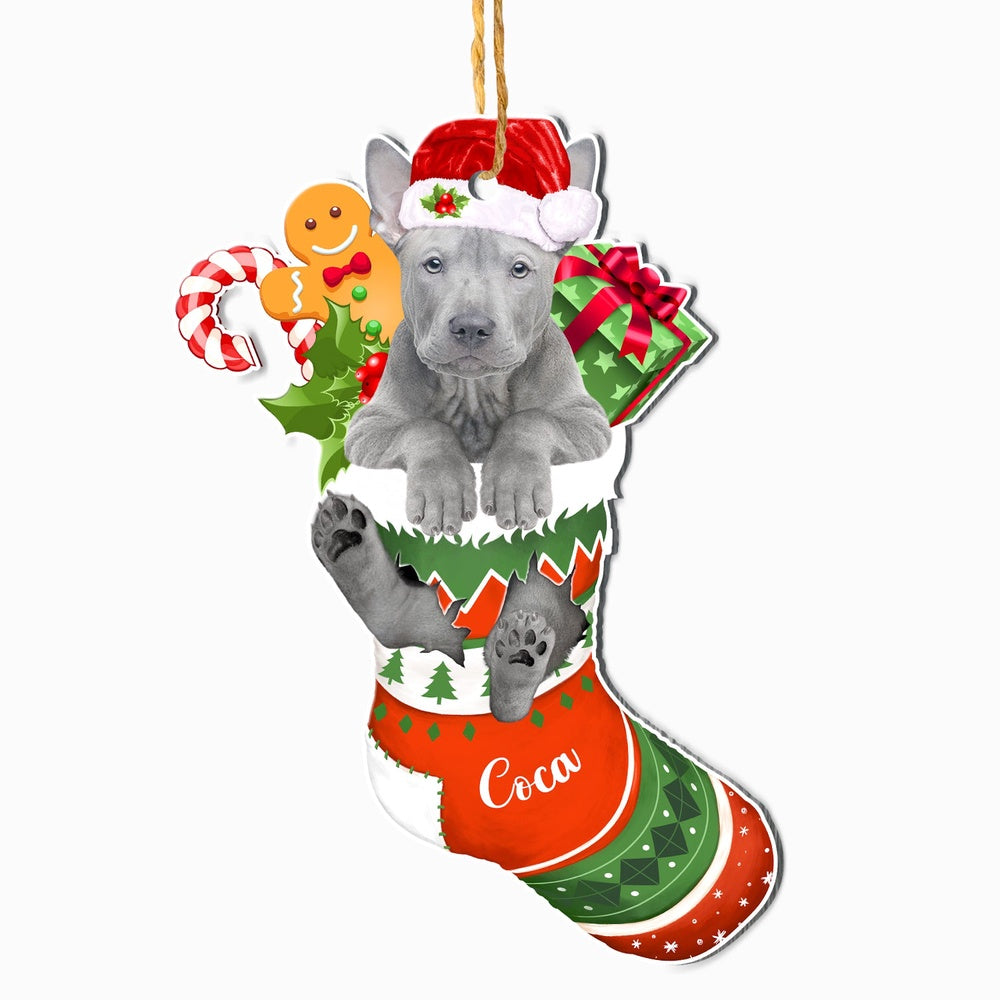 Christmas Dog Ornament, Personalized Thai Ridgeback In Christmas Stocking Ornament, New Dog Christmas Ornament